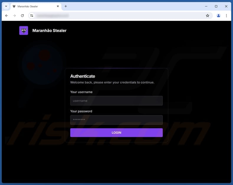 Maranhao stealer admin panel login