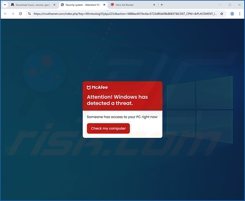 McAfee - Windows Has Detected A Threat