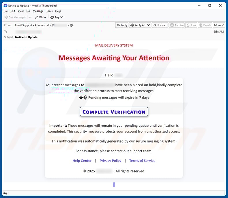 Messages Awaiting Your Attention email scam (2025-09-25)