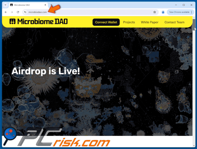 Appearance of Microbiome DAO Airdrop scam