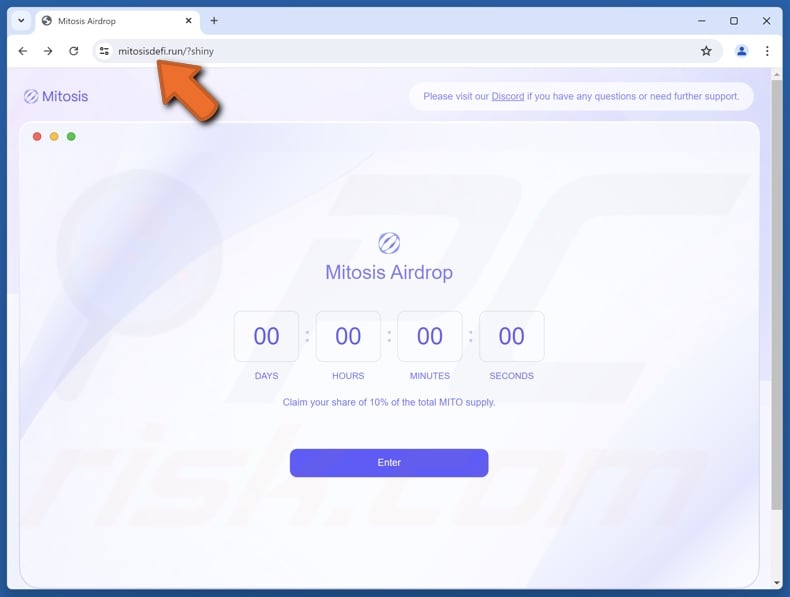 Fake Mitosis Airdrop website
