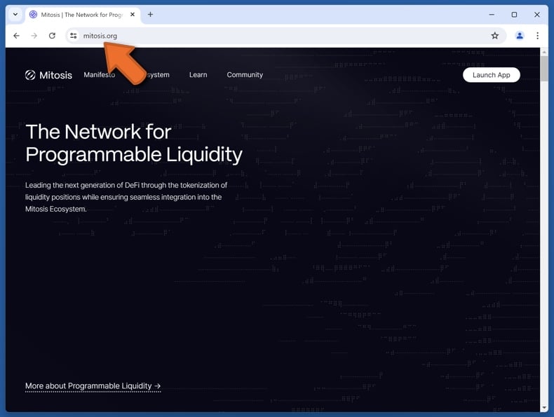 Appearance of the real Mitosis website (mitosis.org)