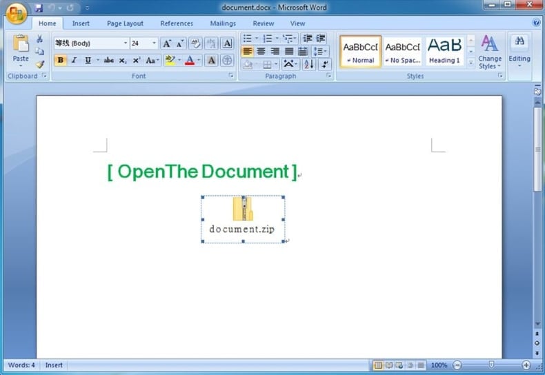 MostereRAT distributing document