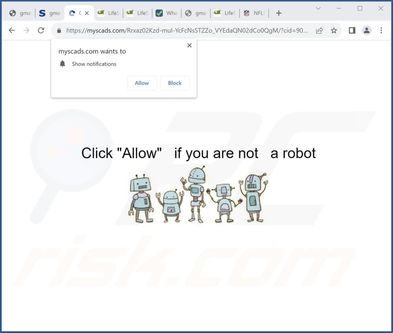 myscads[.]com pop-up redirects