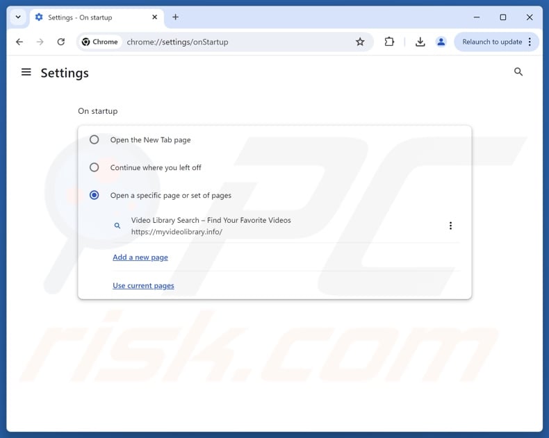 Removing myvideolibrary.info from Google Chrome homepage