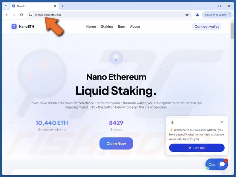 Fake Nano Ethereum (NanoETH) Staking website