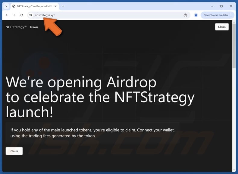 Fake NFTStrategy Airdrop website