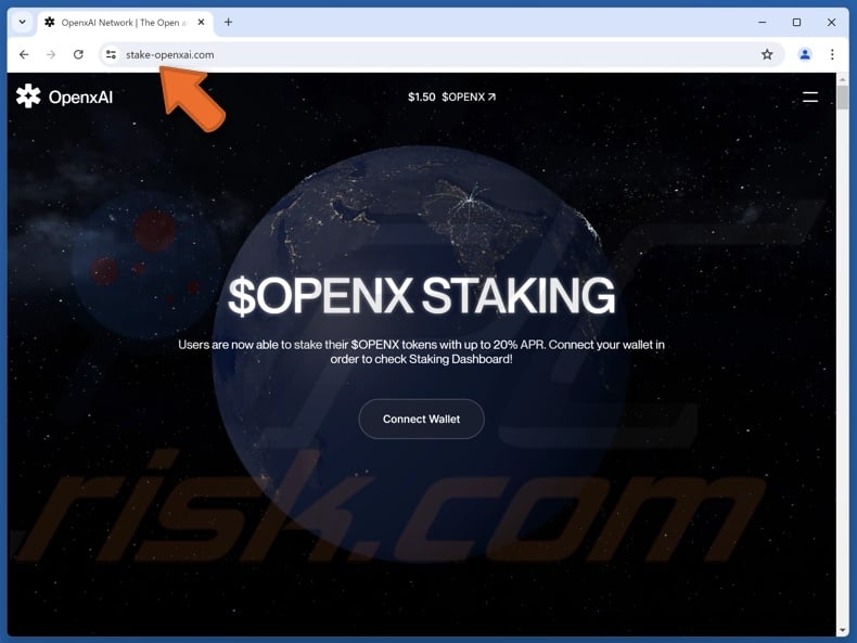Fake OpenxAI Staking website