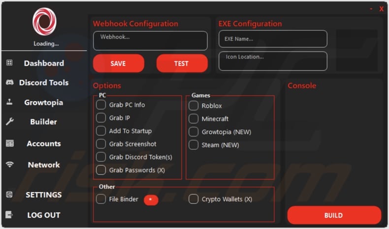 Osprey stealer admin panel