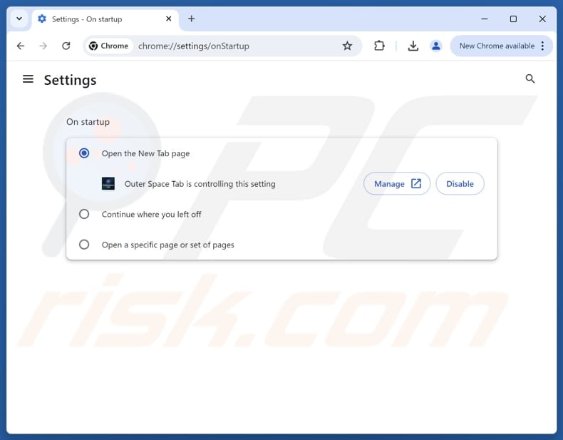 Removing youaresearching.com from Google Chrome homepage