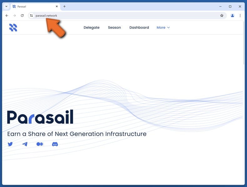 Appearance of the real Parasail website (parasail.network)