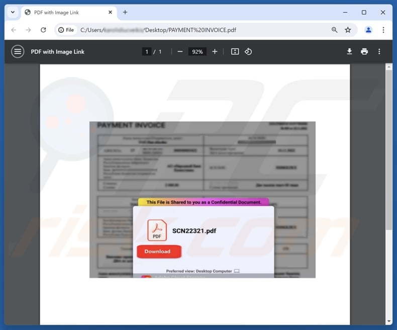 Payment Account Confirmation Email Scam attachment (PAYMENT INVOICE.pdf)