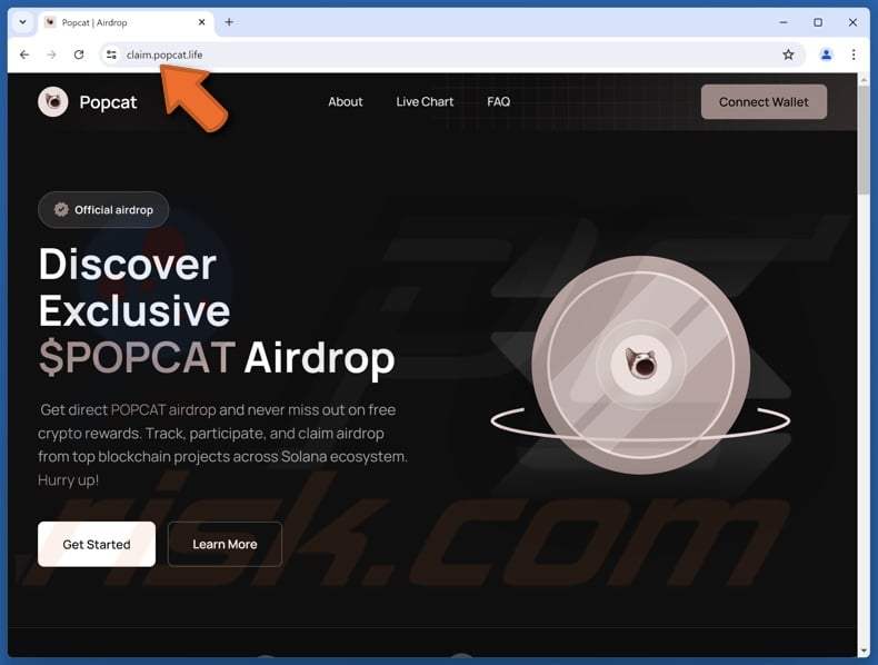 Fake Popcat Airdrop website