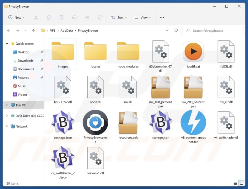 PrivacyBrowse PUA install folder