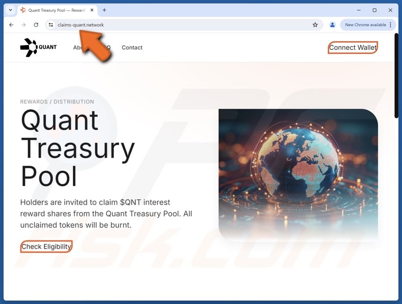 Fake Quant ($QNT) Rewards website