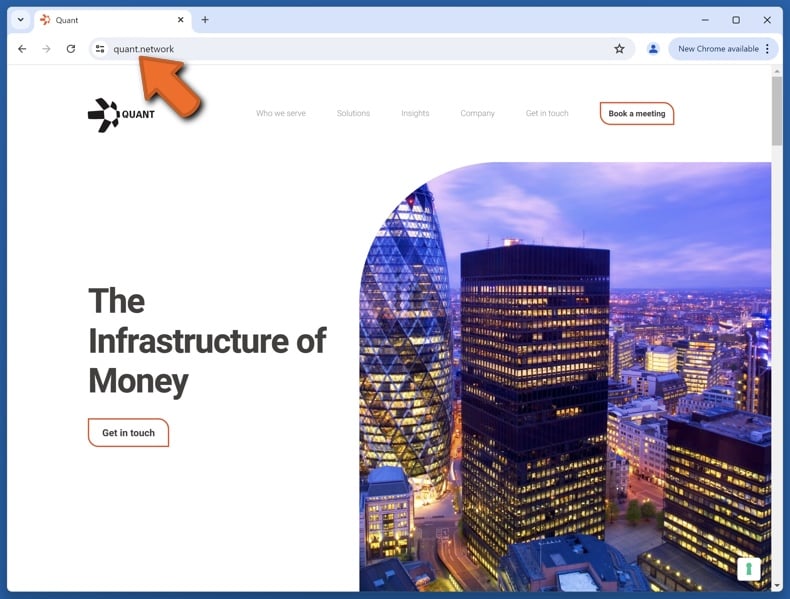 Appearance of the real Quant Network website (quant.network)