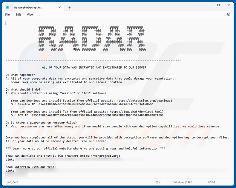RADAR ransomware note (2025-09-18)