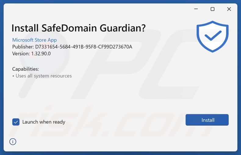 SafeDomain Guardian PUA installation setup