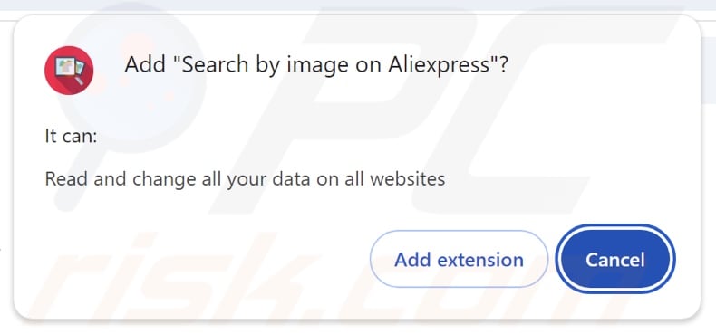 Search by image on Aliexpress asking for various permissions
