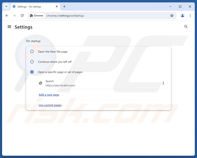 Removing searchcalm.com from Google Chrome homepage