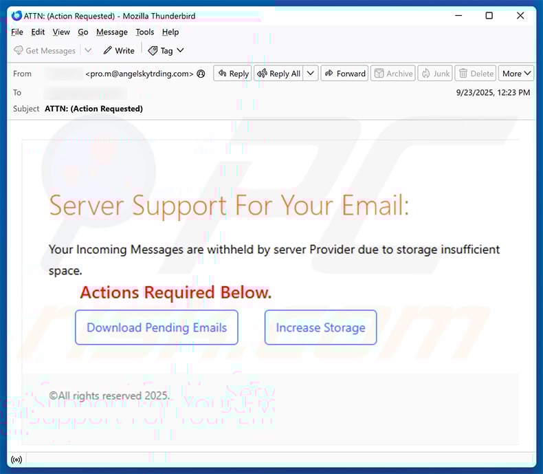 Server Support email scam (2025-09-24)