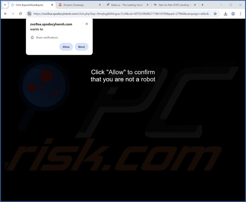 spodocylversh[.]com pop-up redirects