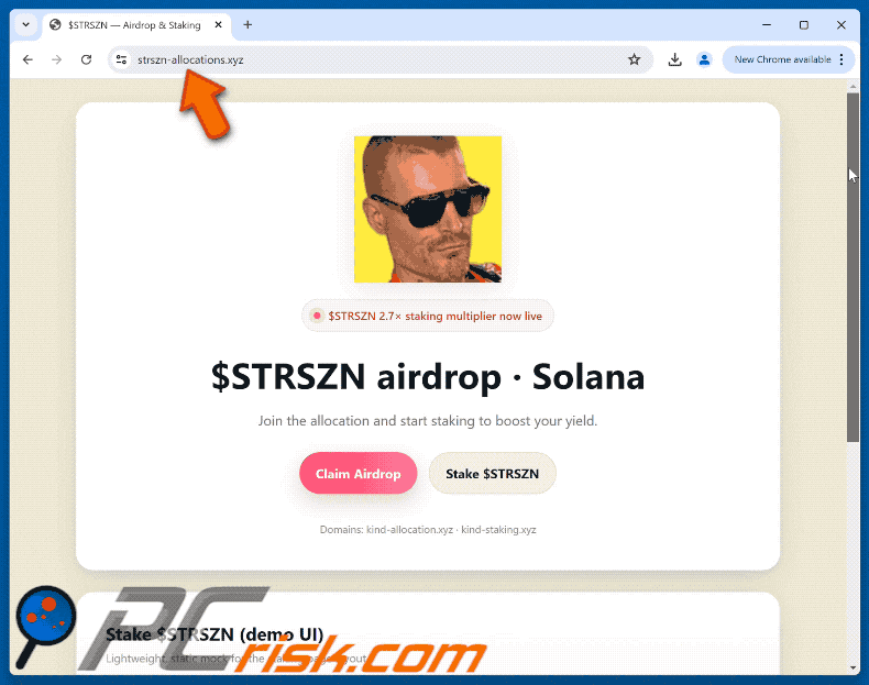 Appearance of Stream SZN ($STRSZN) Airdrop scam