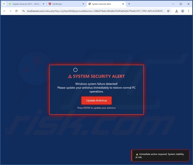 SYSTEM SECURITY ALERT scam