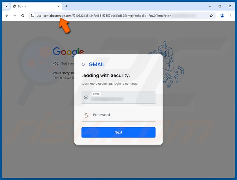 Phishing site promoted via Suspension Notice email scam (2025-09-23)