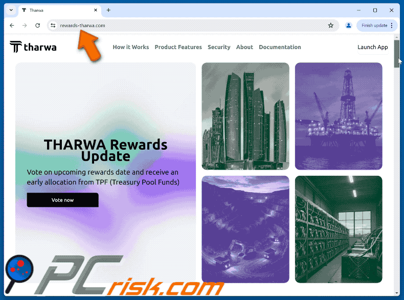 Appearance of the fake Tharwa Rewards Update website (GIF)