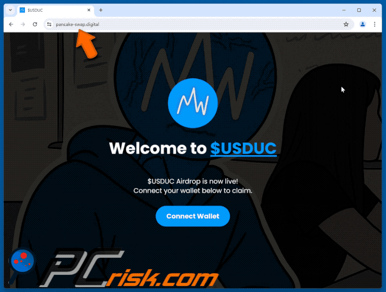 Appearance of the fake Unstable Coin ($USDUC) Airdrop website (GIF)