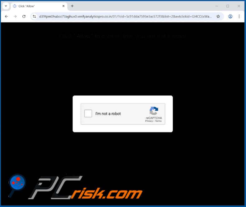 verifyanalyticspro.co[.]in website appearance (GIF)