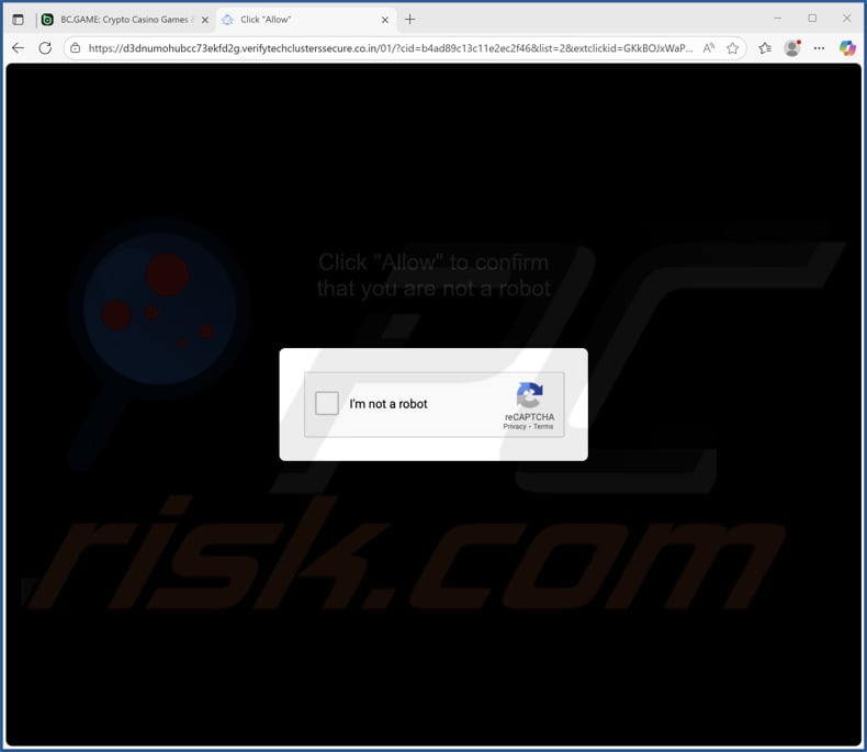 verifytechclusterssecure.co[.]in pop-up redirects