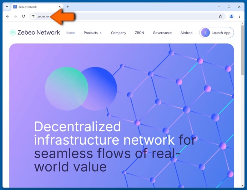 Appearance of the real Zebec website (zebec.io)