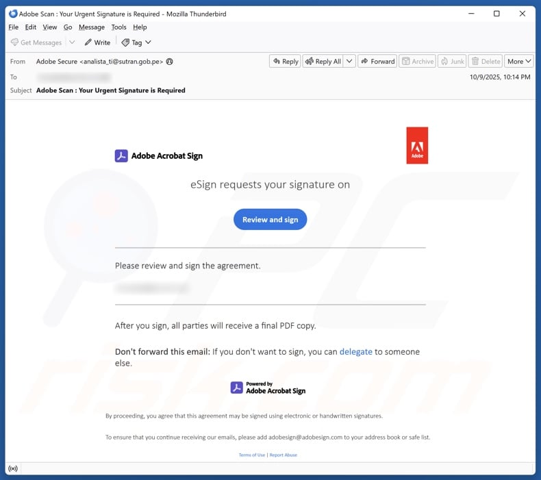 Adobe Acrobat Sign Request email spam campaign