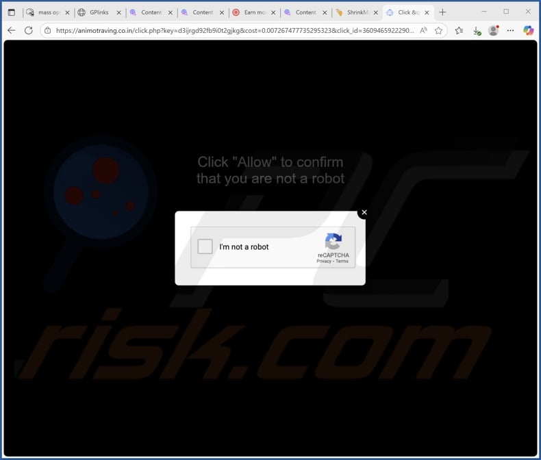 animotraving.co[.]in pop-up redirects