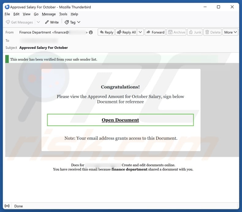 Email Account Failure Notice email spam campaign
