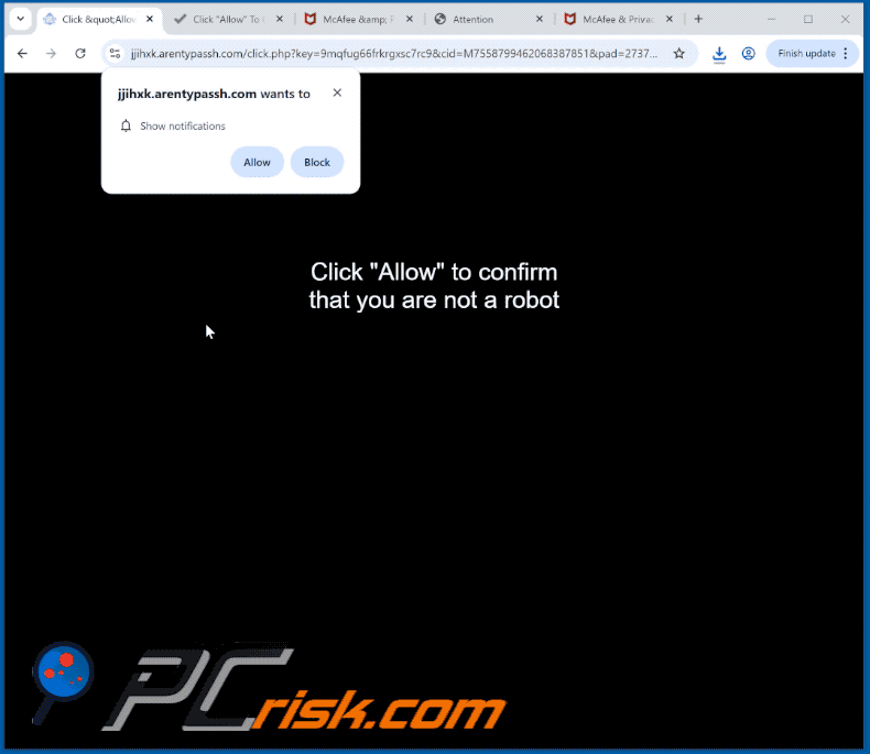 arentypassh[.]com website appearance (GIF)