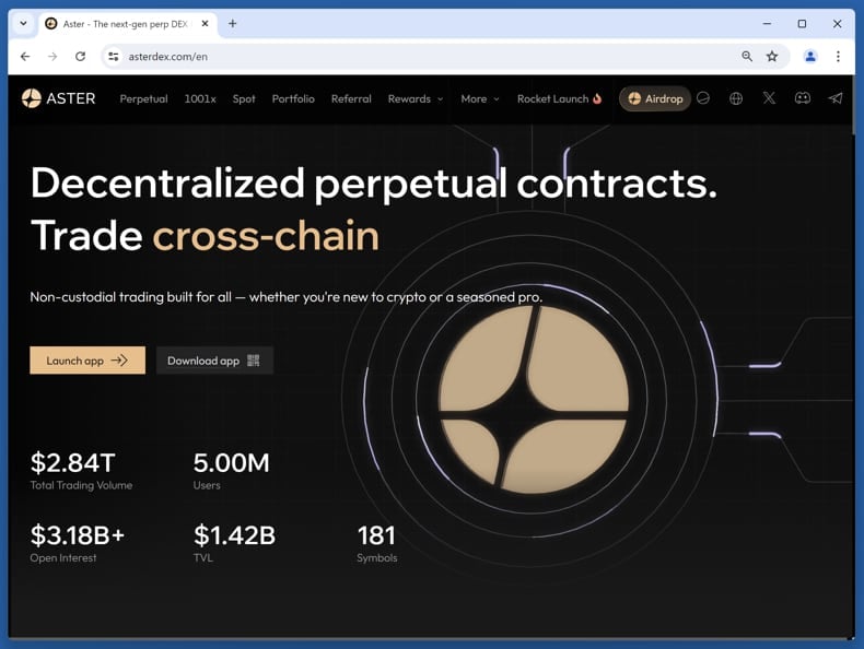 Aster Allocation scam real website (asterdex.com)