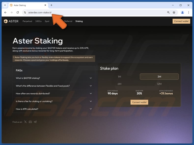 Aster Staking Rewards scam