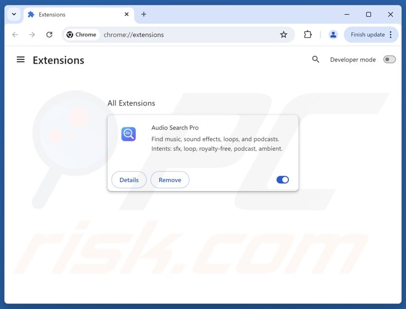 Removing audiosearchpro.com related Google Chrome extensions