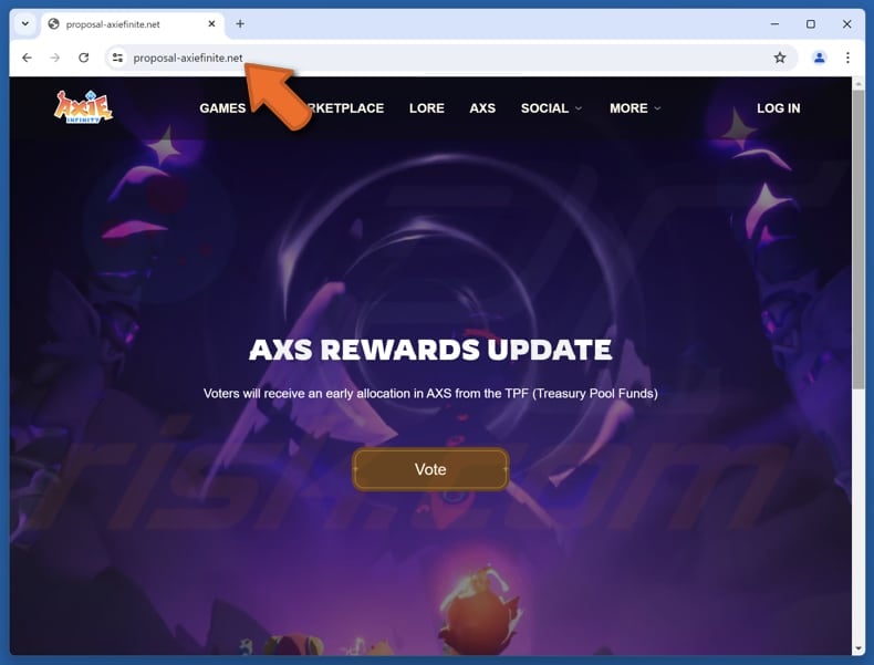 Axie Infinity Vote Reward scam