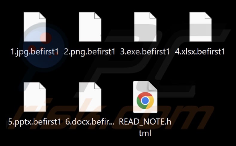 Files encrypted by BeFirst ransomware (.befirst1 extension)