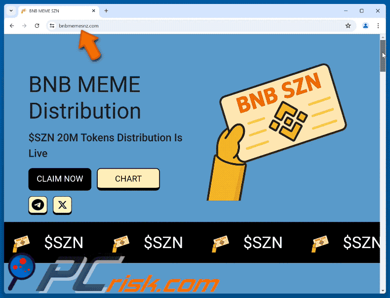 Appearance of BNB MEME SZN (SZN) Token Distribution scam