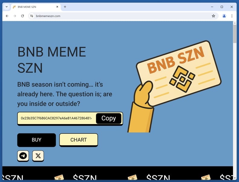 BNB MEME SZN (SZN) Token Distribution Scam real website (bnbmemeszn.com)
