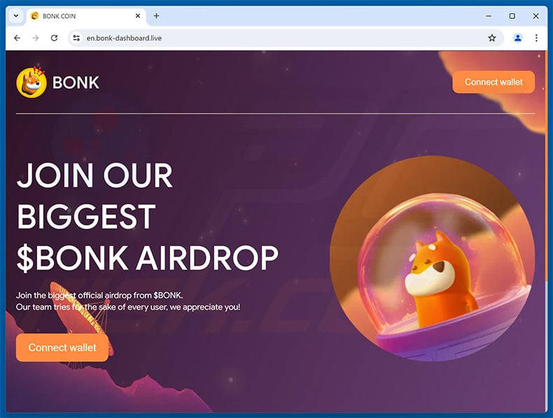 Bonk Coin Airdrop scam (en.bonk-dashboard[.]live)