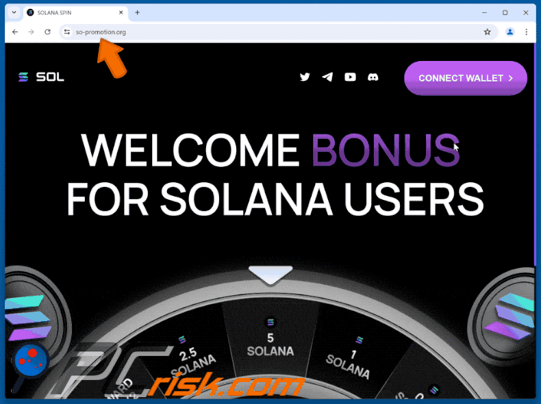 Appearance of Bonus For Solana Users scam