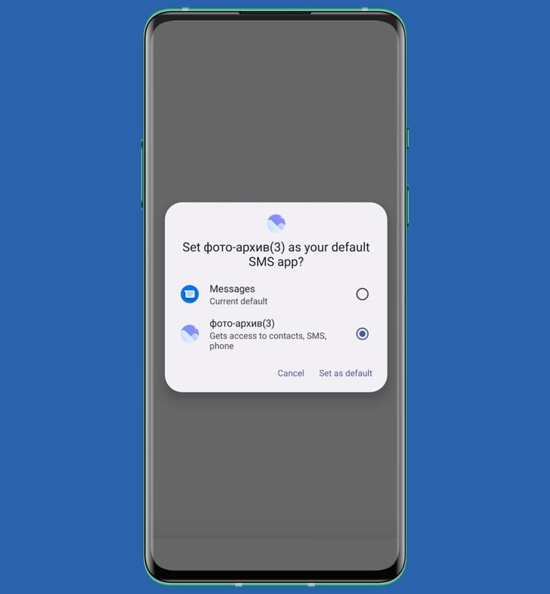 ClayRat malware requests SMS permission (source: zimperium.com)