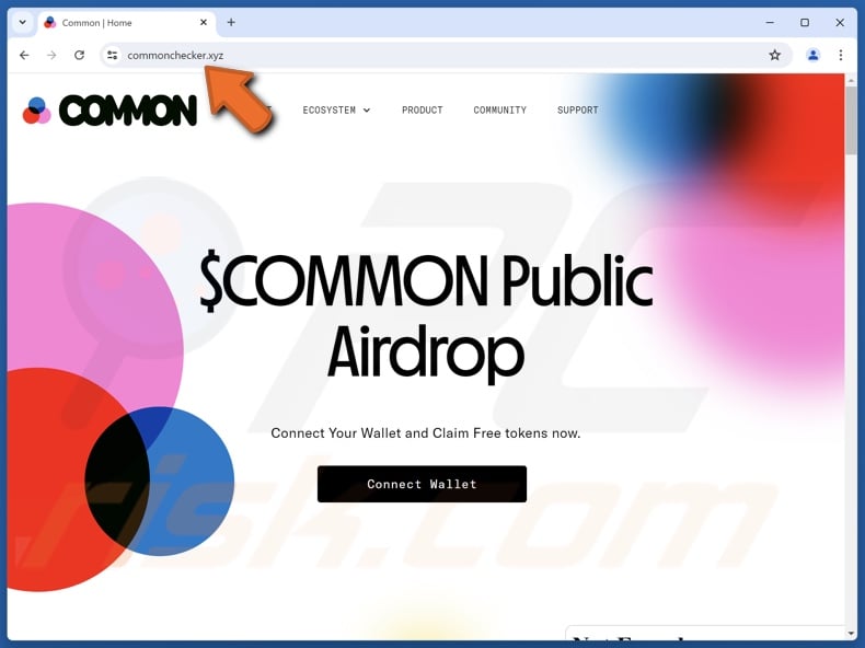 Fake $COMMON Airdrop website