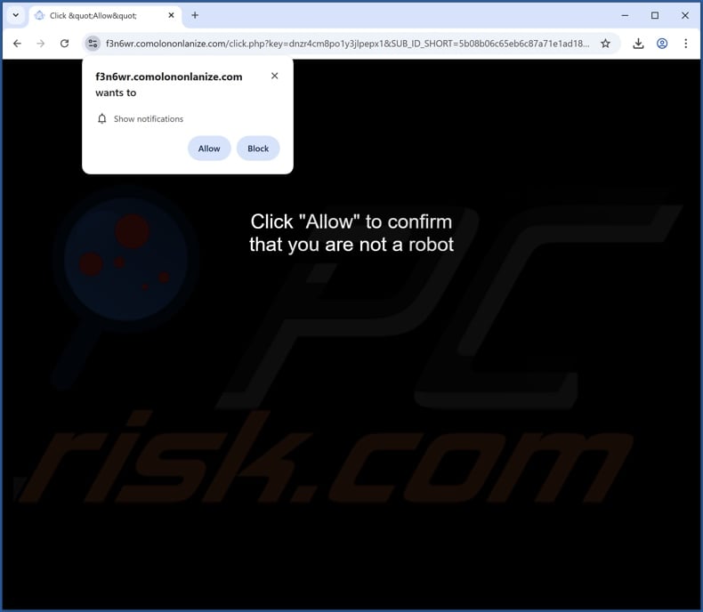 comolononlanize[.]com pop-up redirects
